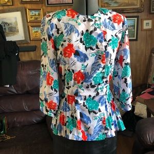 Vintage Floral Peplum Blouse
